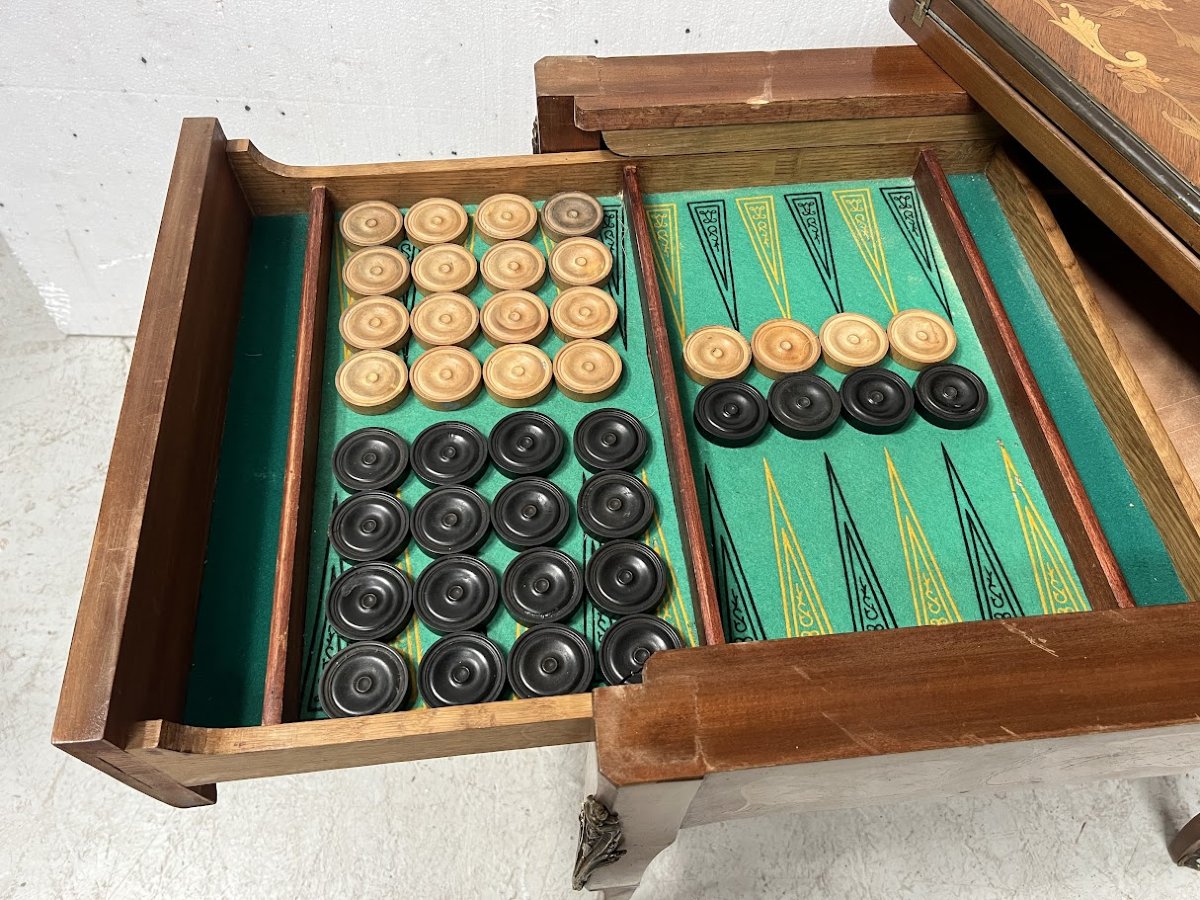 Louis XV Style Games Table With Inlaid Decoration XX Century-photo-2