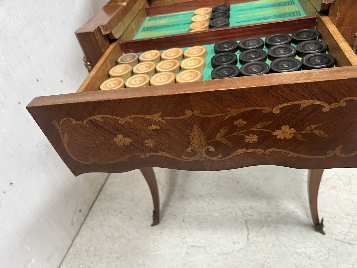 Louis XV Style Games Table With Inlaid Decoration XX Century-photo-5
