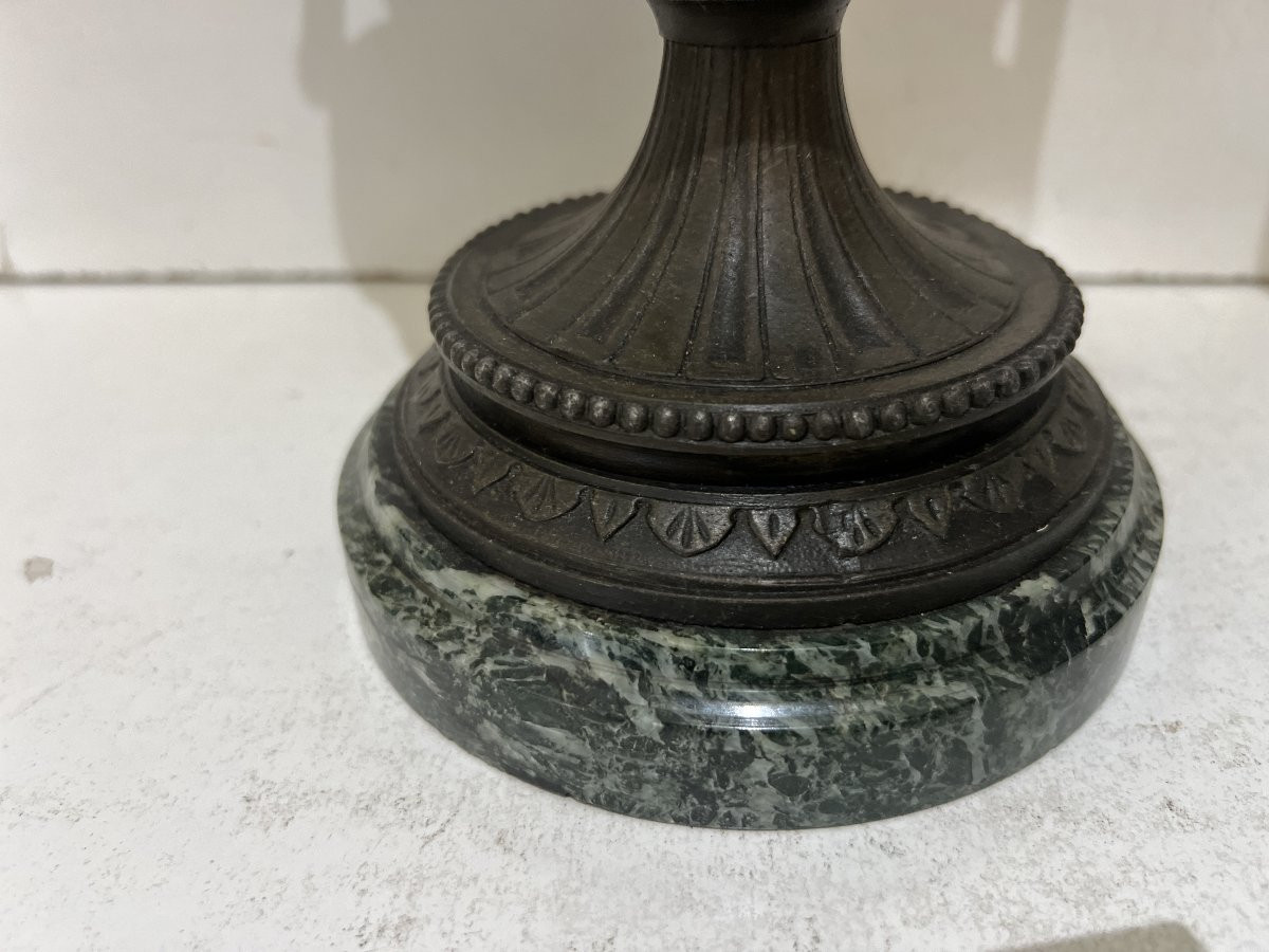 Paire de vases en régule patiné du XIX siècle-photo-7