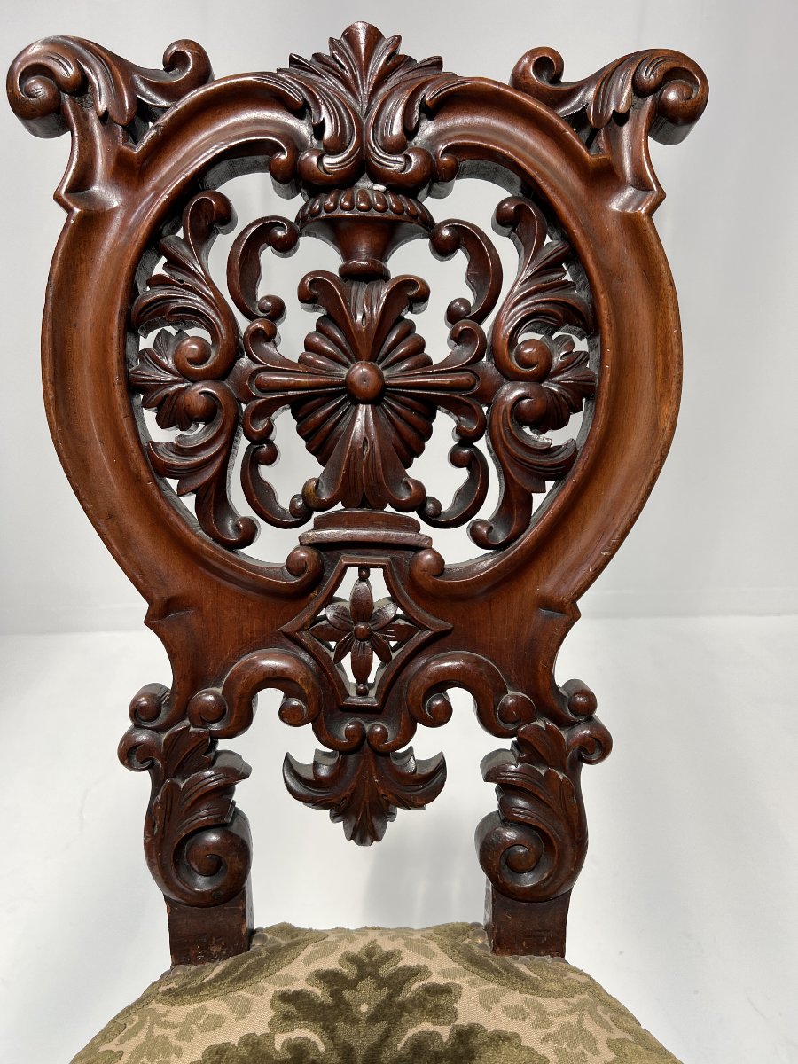 Chaise chauffeuse d'époque Napoléon III en acajou sculpté XIX siècle-photo-3
