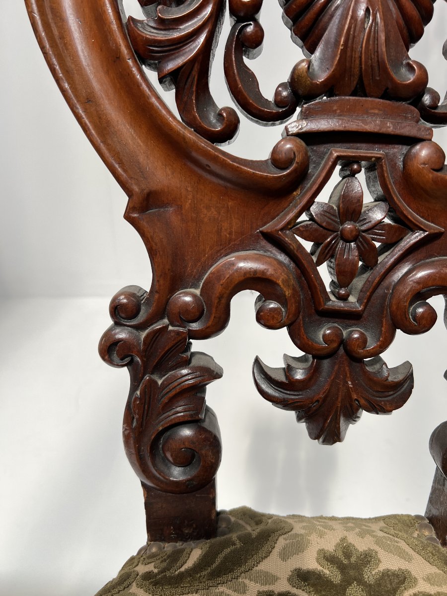 Chaise chauffeuse d'époque Napoléon III en acajou sculpté XIX siècle-photo-1