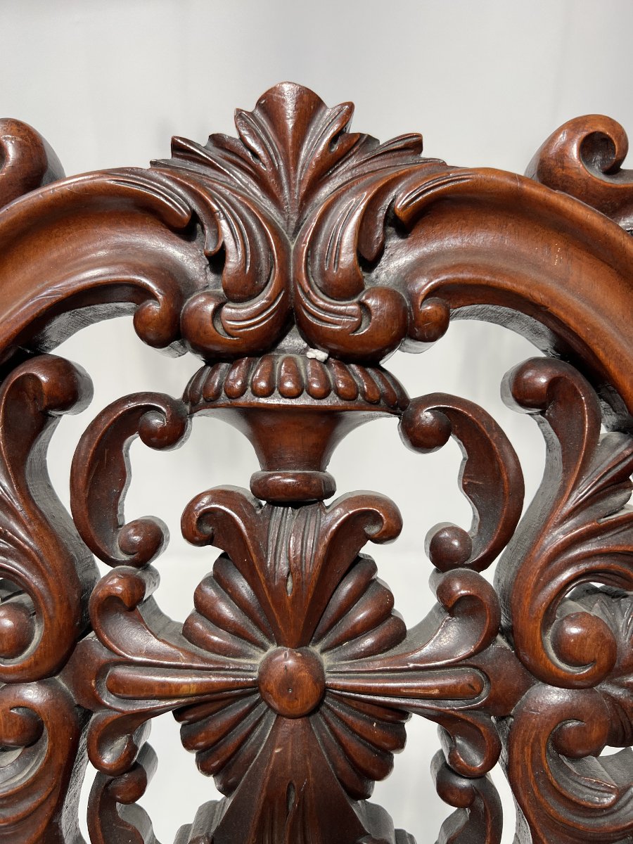 Chaise chauffeuse d'époque Napoléon III en acajou sculpté XIX siècle-photo-3