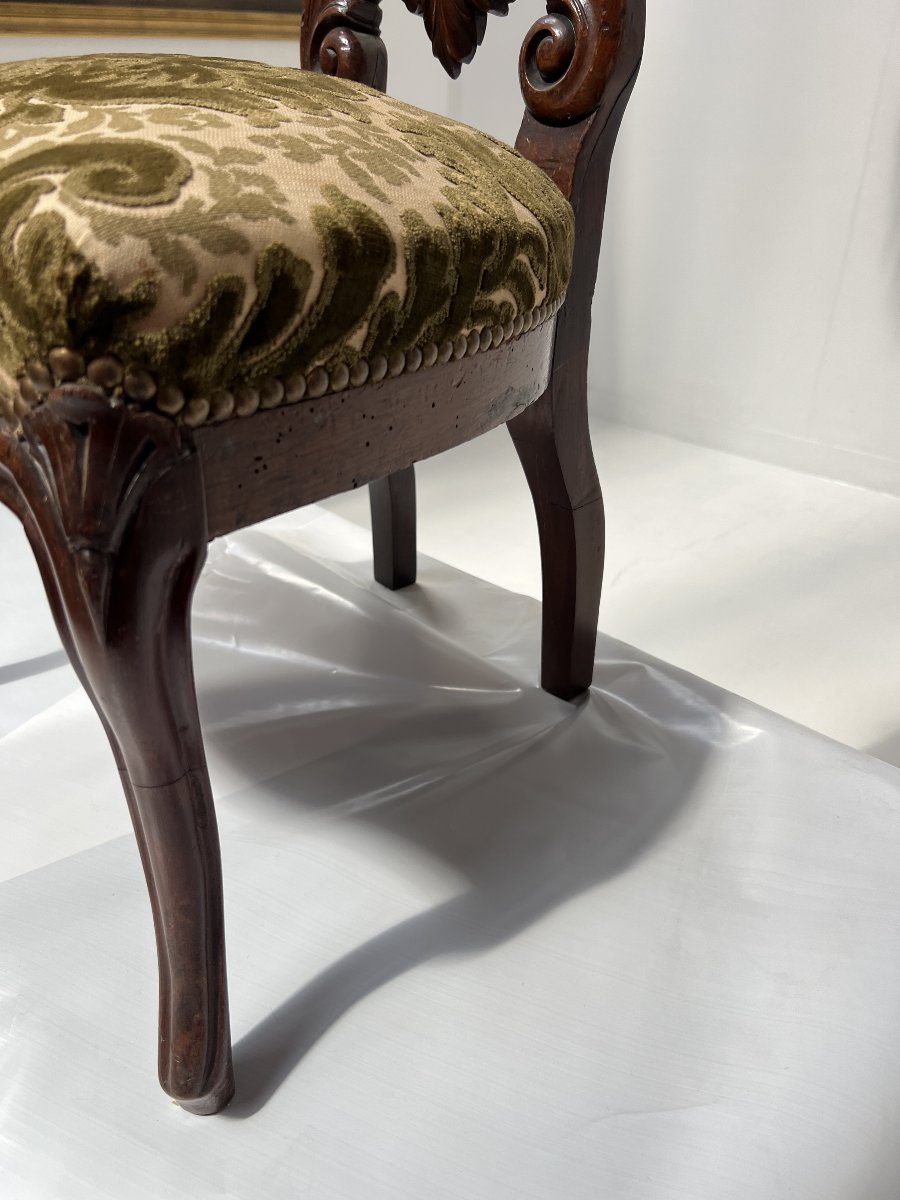 Chaise chauffeuse d'époque Napoléon III en acajou sculpté XIX siècle-photo-5