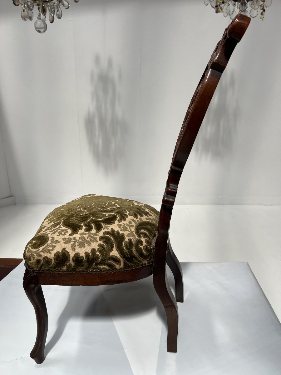 Chaise chauffeuse d'époque Napoléon III en acajou sculpté XIX siècle-photo-6