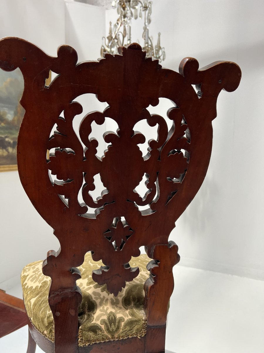 Chaise chauffeuse d'époque Napoléon III en acajou sculpté XIX siècle-photo-8