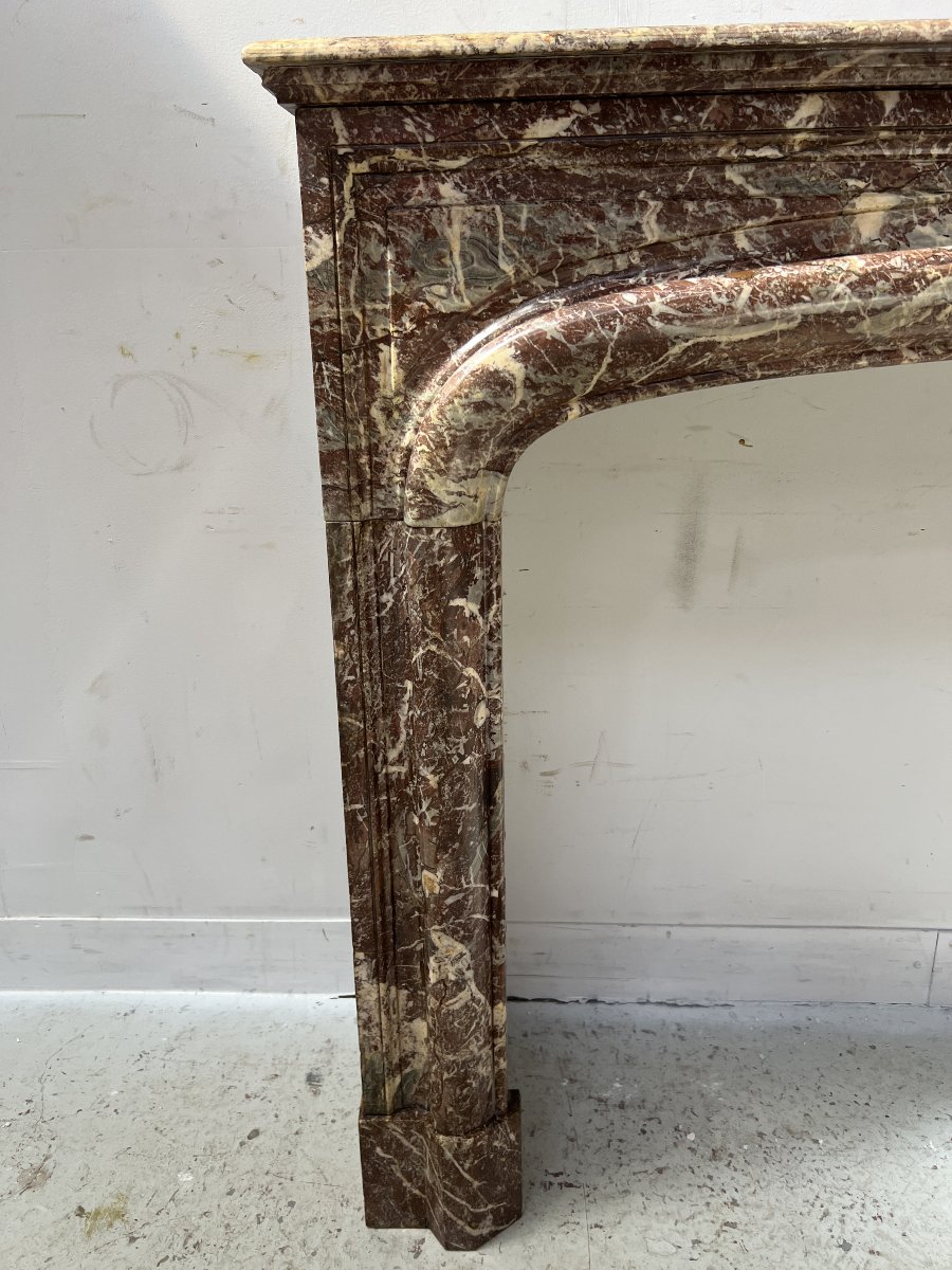 Louis XIV Style Mantel In Red Speckled Marble XIX Century-photo-2