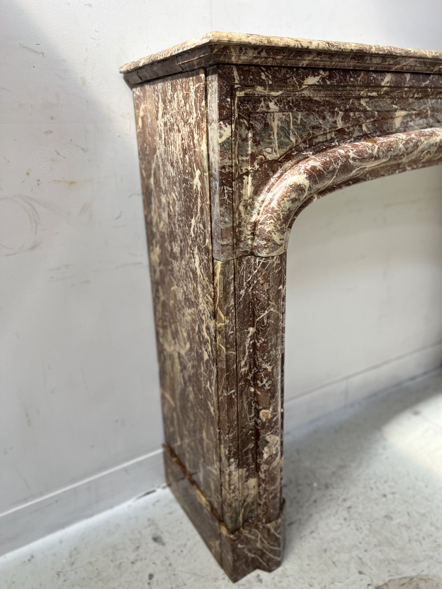 Louis XIV Style Mantel In Red Speckled Marble XIX Century-photo-3