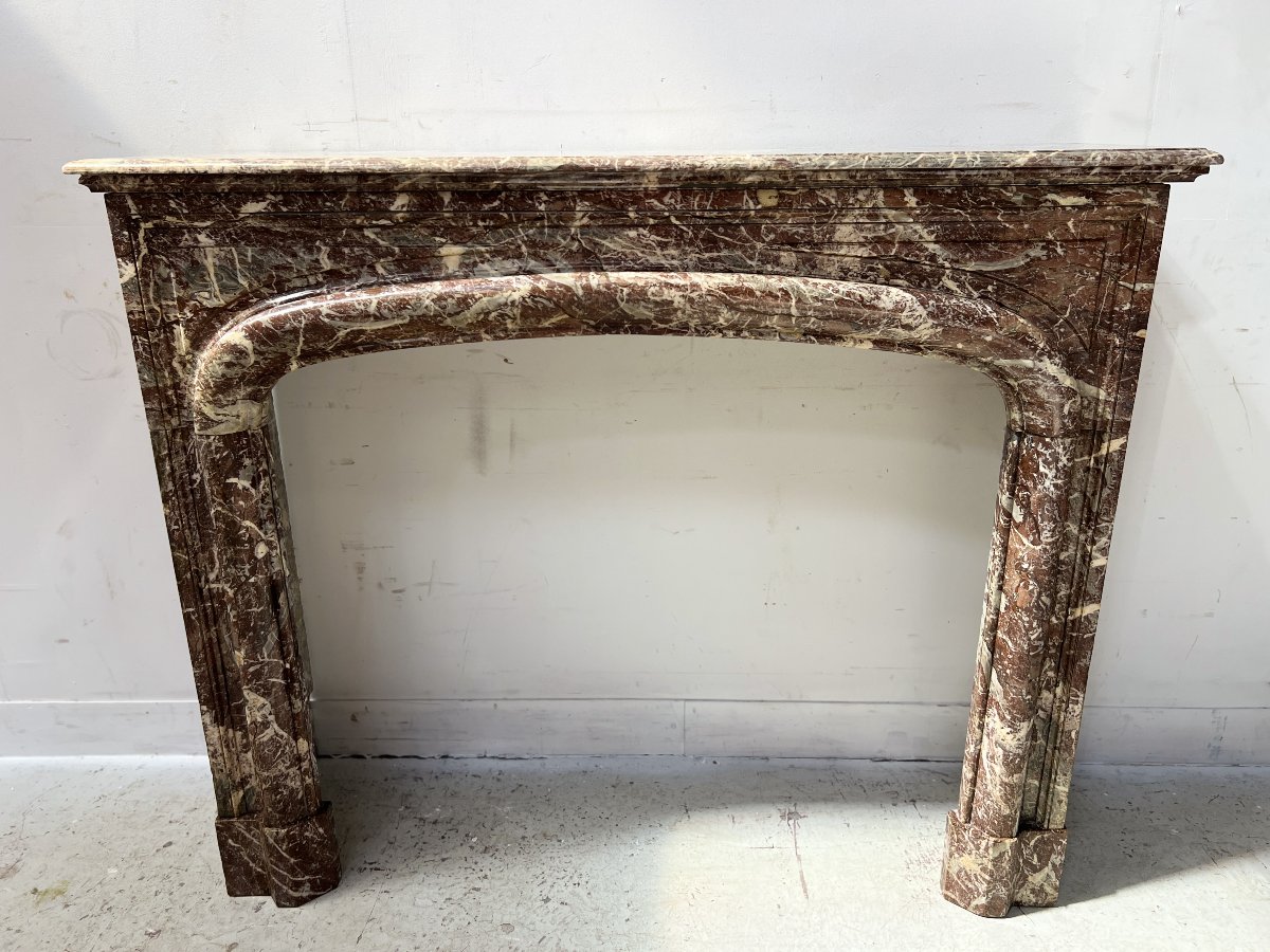 Louis XIV Style Mantel In Red Speckled Marble XIX Century-photo-7