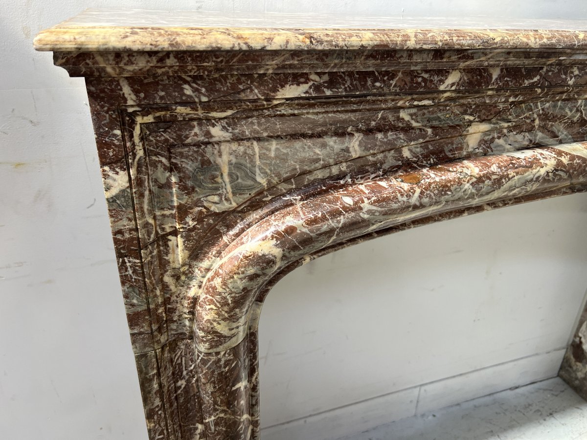 Louis XIV Style Mantel In Red Speckled Marble XIX Century-photo-8