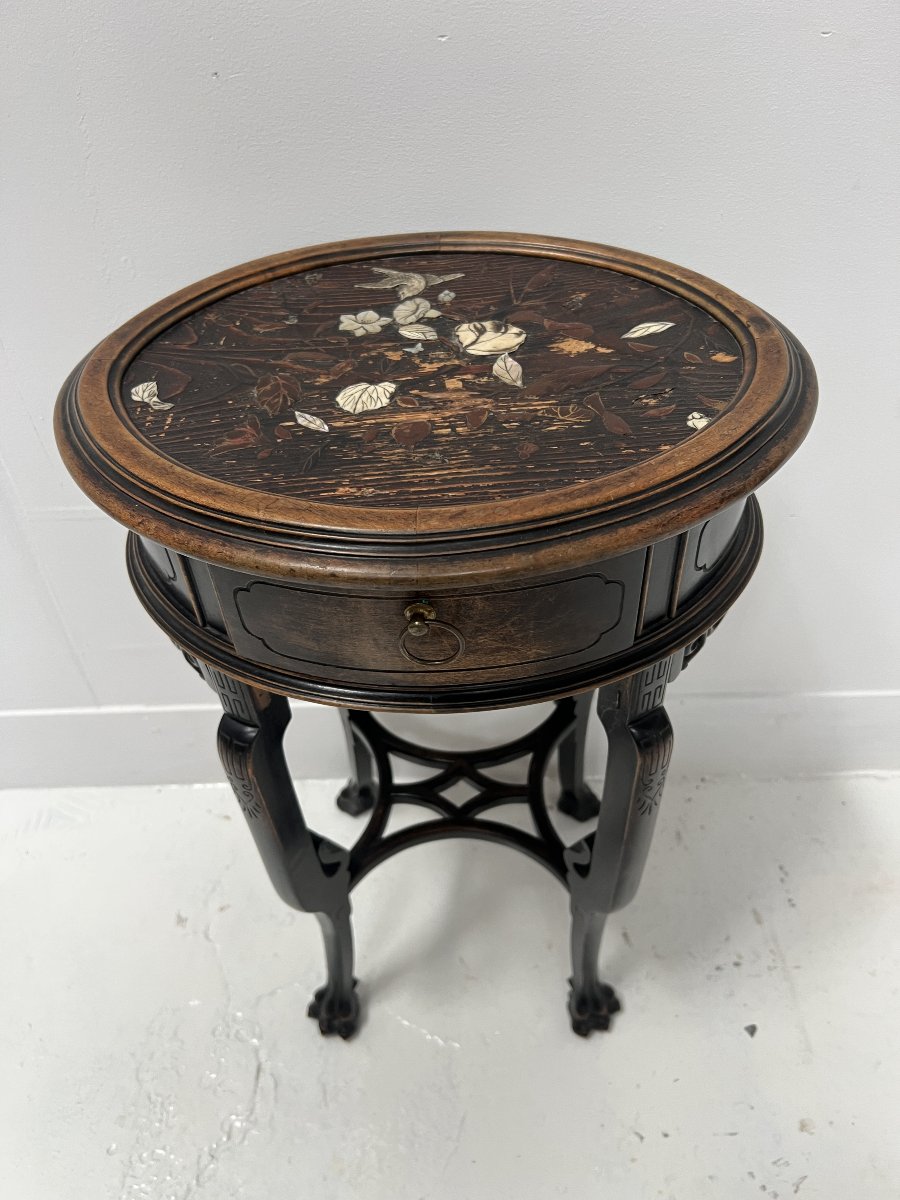 Asian-style Pedestal Table In Natural Wood XX Century-photo-2