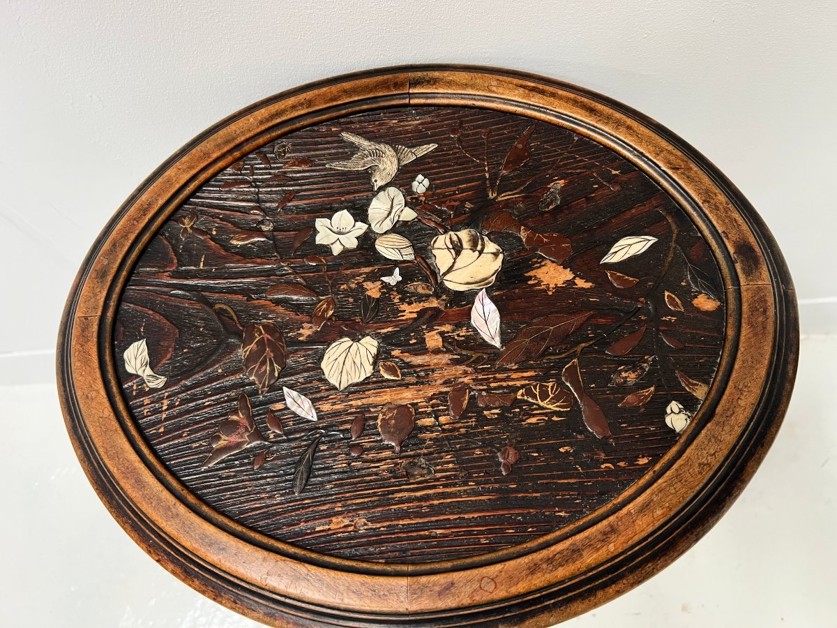 Asian-style Pedestal Table In Natural Wood XX Century-photo-3