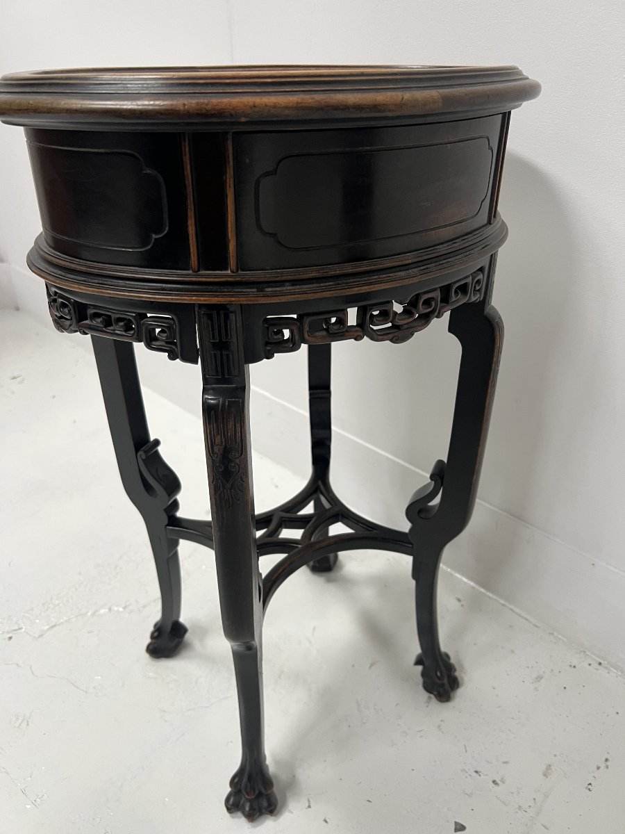 Asian-style Pedestal Table In Natural Wood XX Century-photo-4
