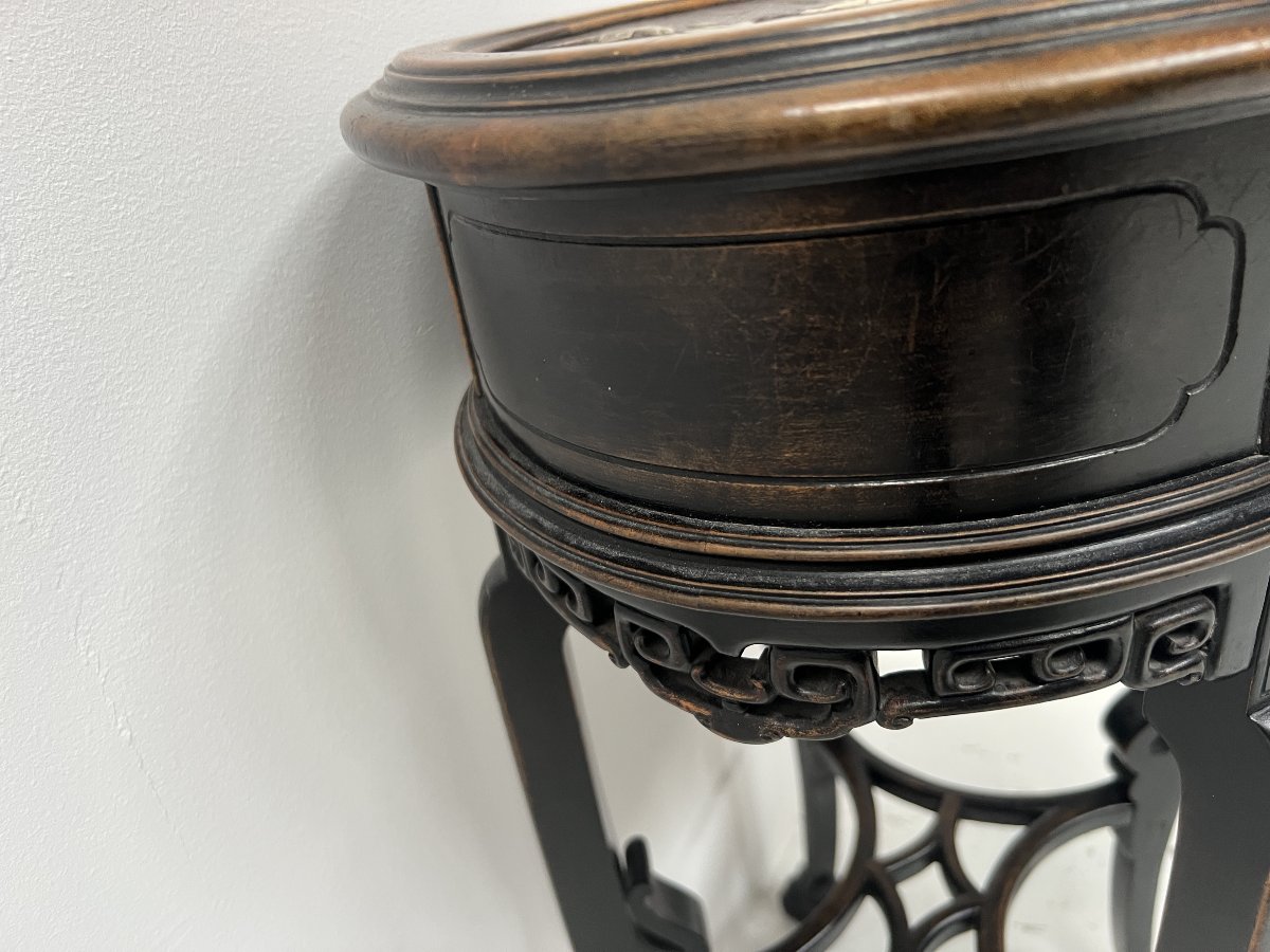 Asian-style Pedestal Table In Natural Wood XX Century-photo-3
