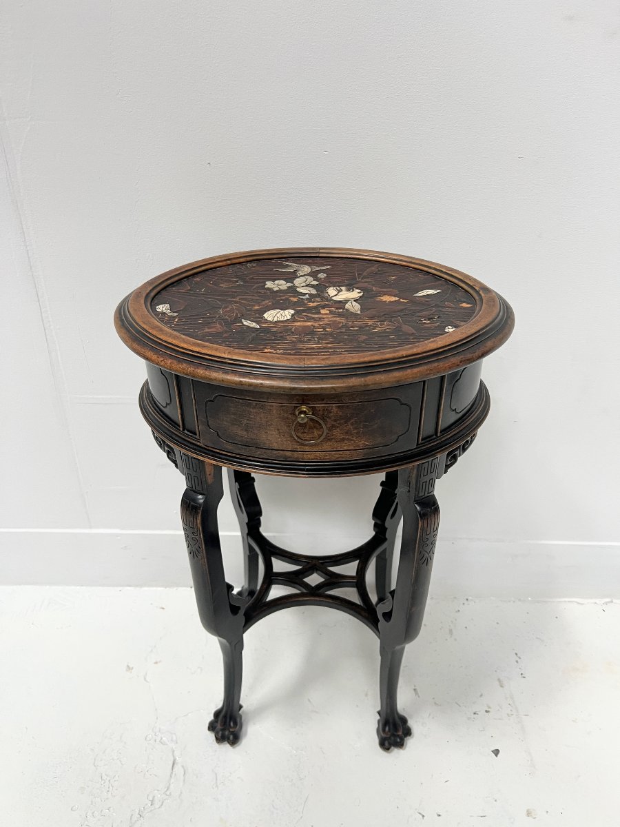 Asian-style Pedestal Table In Natural Wood XX Century-photo-5