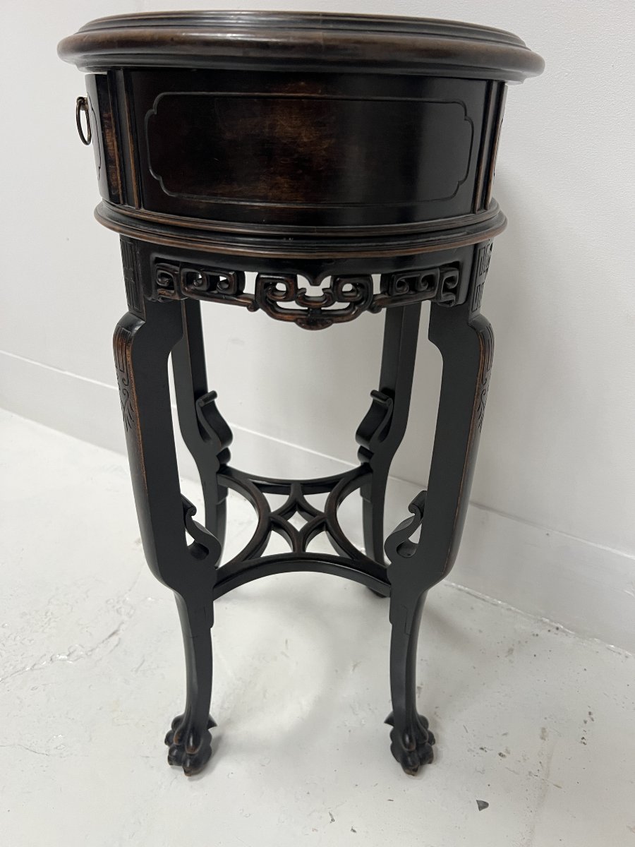 Asian-style Pedestal Table In Natural Wood XX Century-photo-8