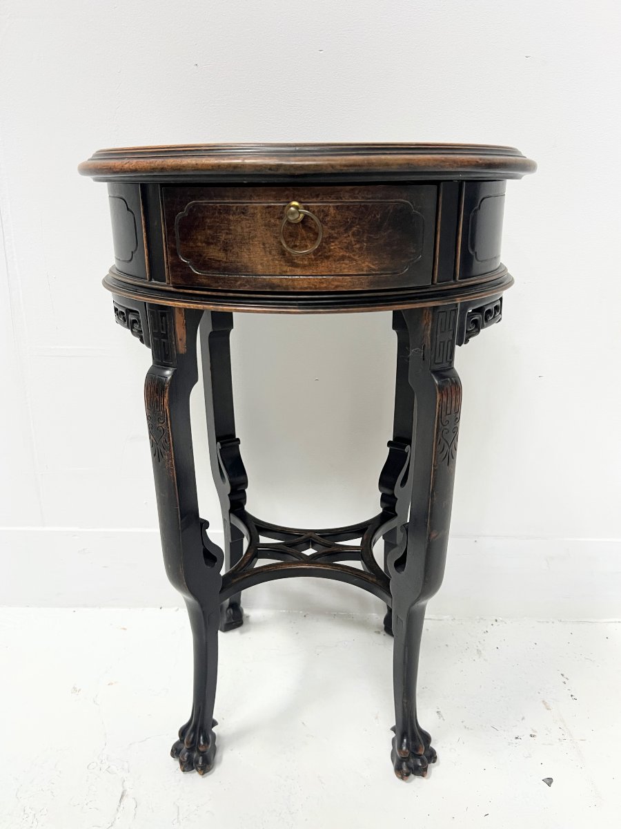 Asian-style Pedestal Table In Natural Wood XX Century
