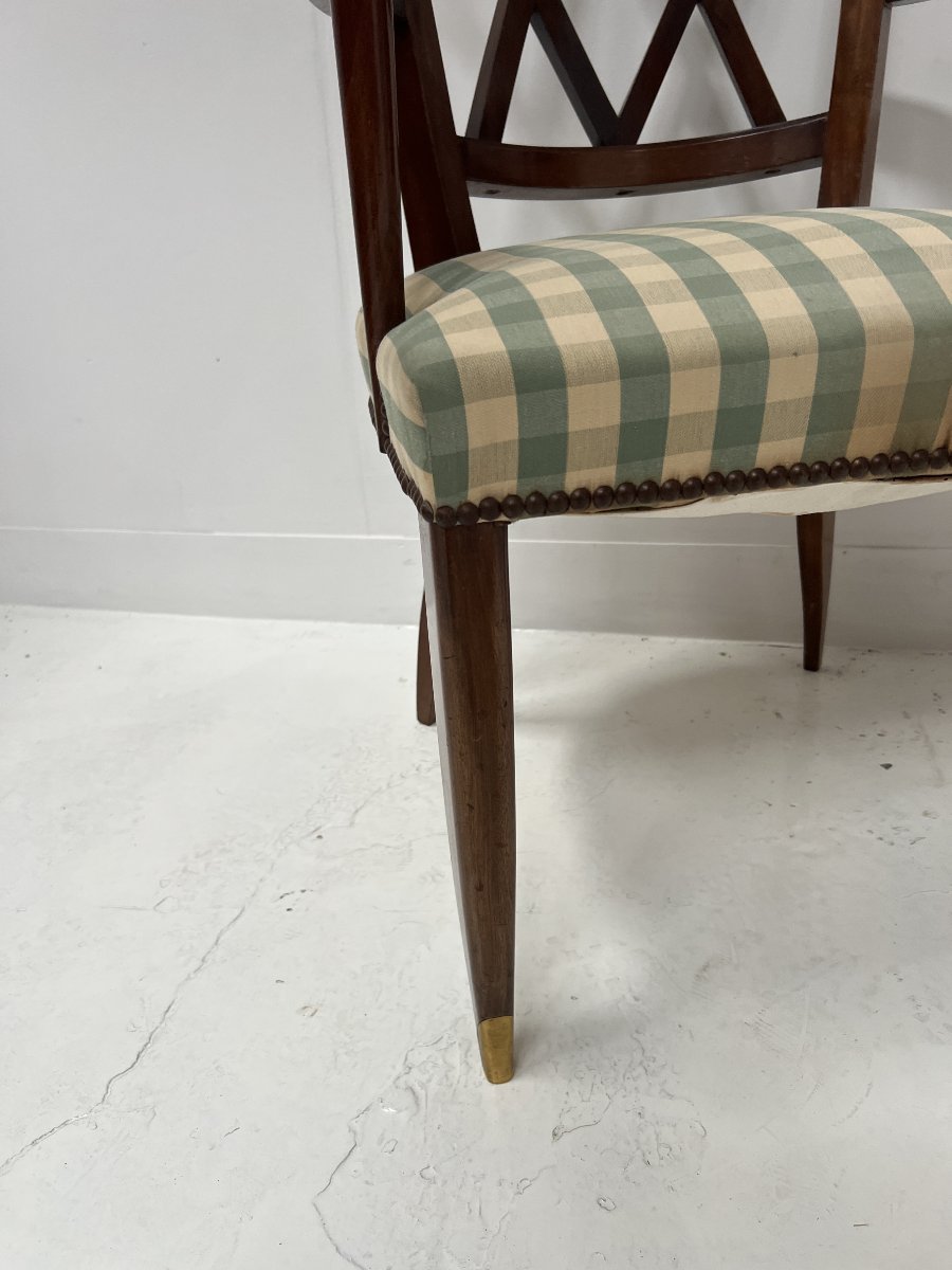 Fauteuil de bureau Art Déco en acajou massif XX siècle-photo-2