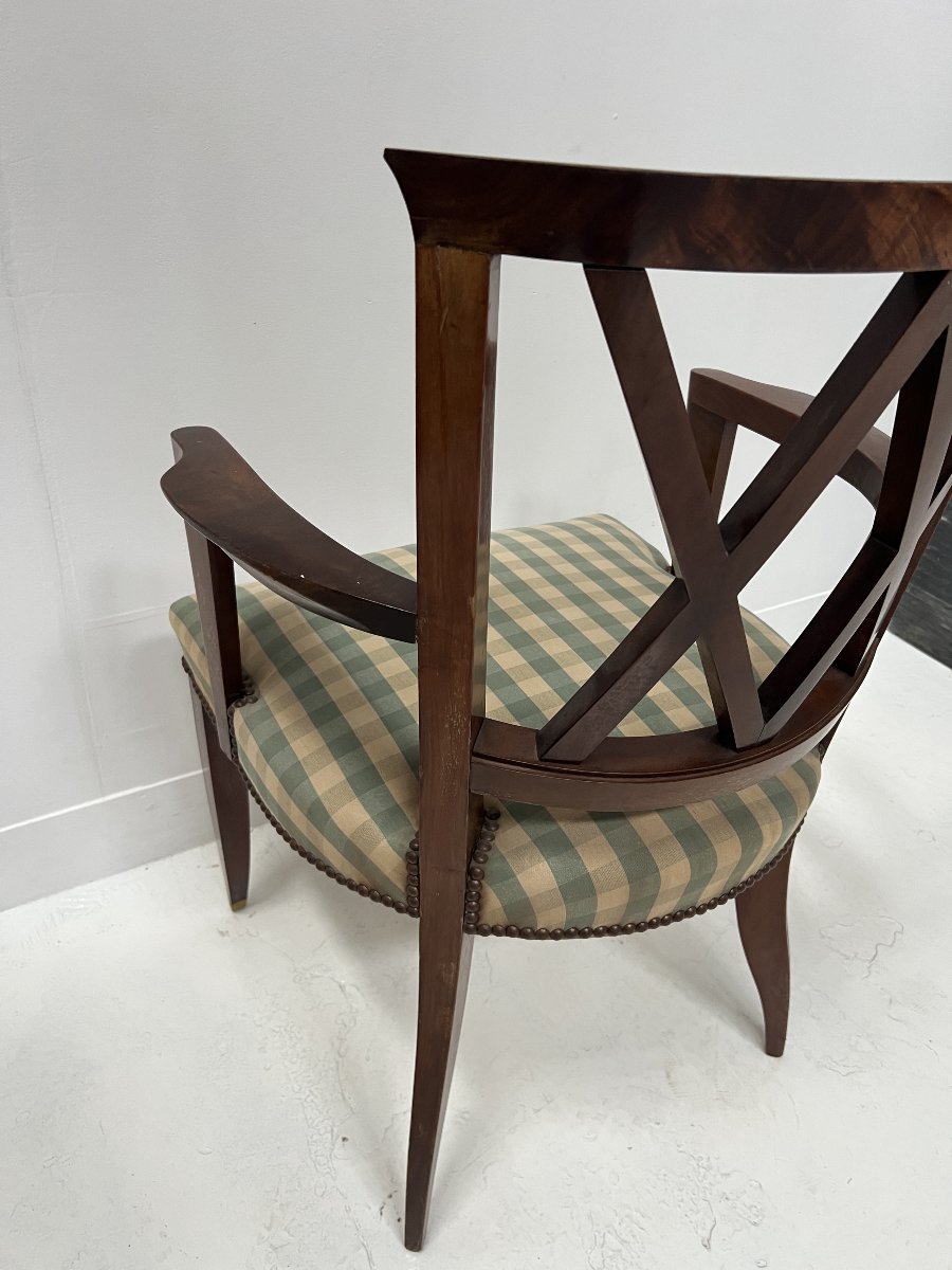 Fauteuil de bureau Art Déco en acajou massif XX siècle-photo-1