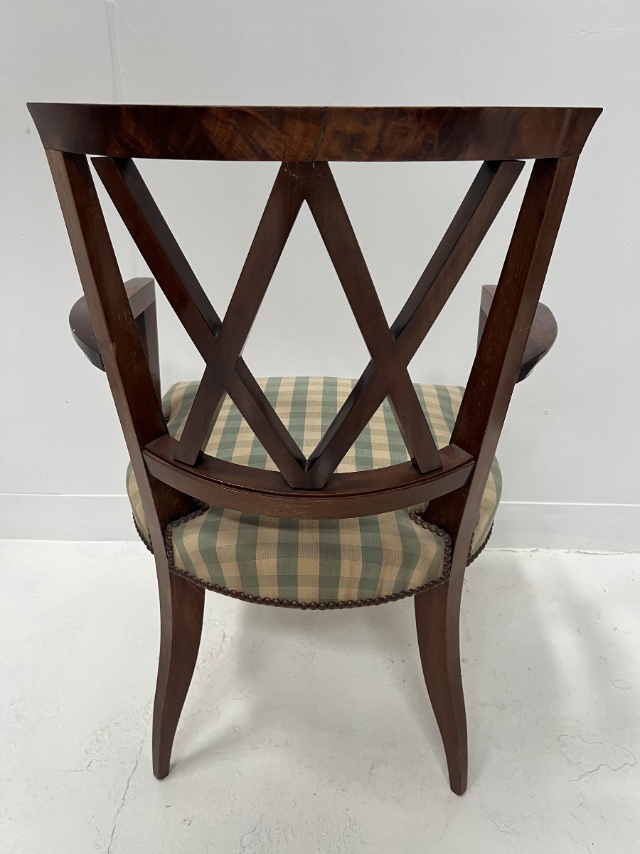 Fauteuil de bureau Art Déco en acajou massif XX siècle-photo-3