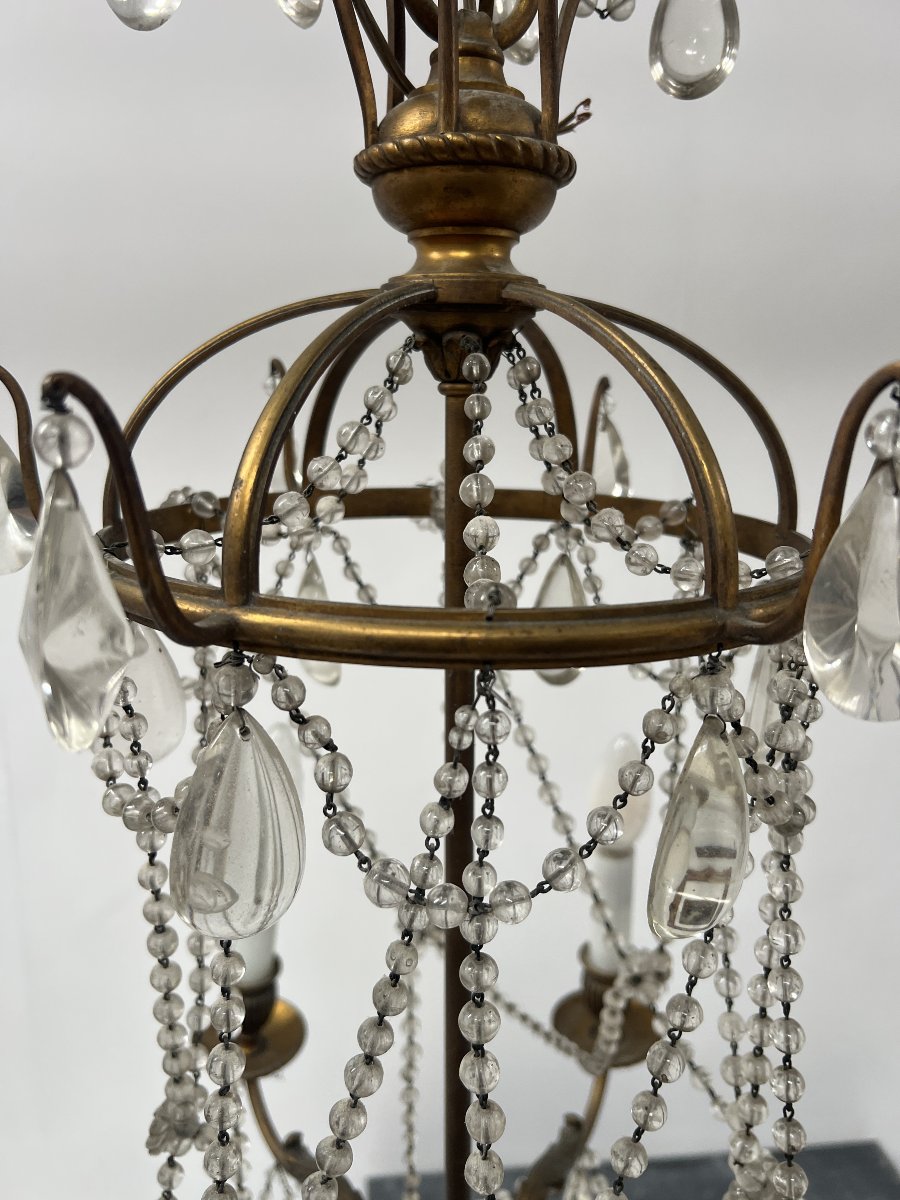 Lustre de style Louis XVI a guirlande de perle et tole peinte XX siècle-photo-7