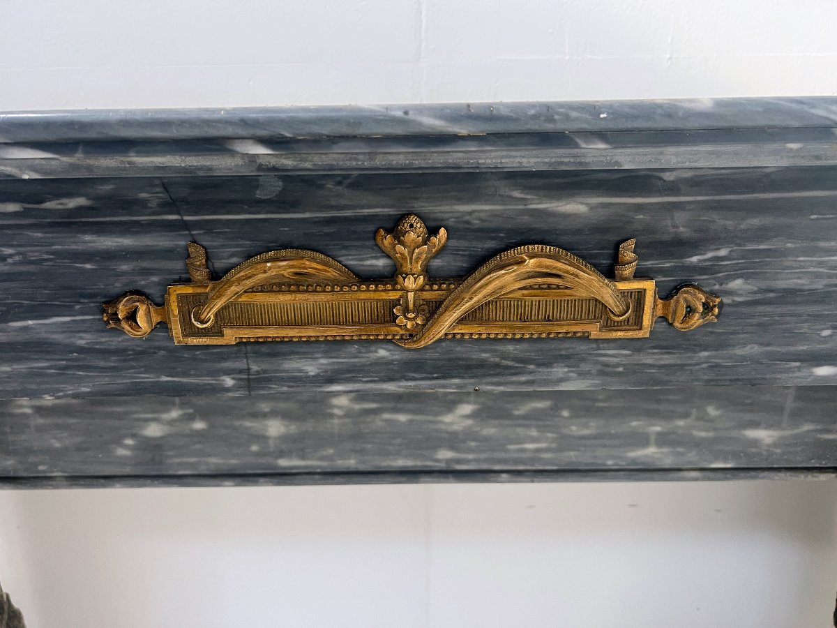 Cheminée Napoléon III en marbre bleu turquin du XIX siècle-photo-5