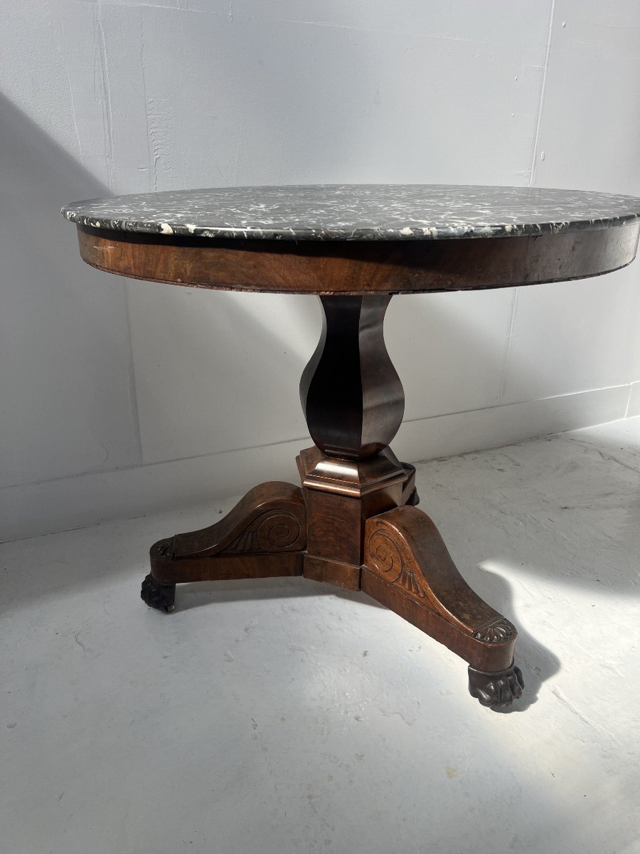 19th-century Empire-style Mahogany And Veneer Side Table-photo-1
