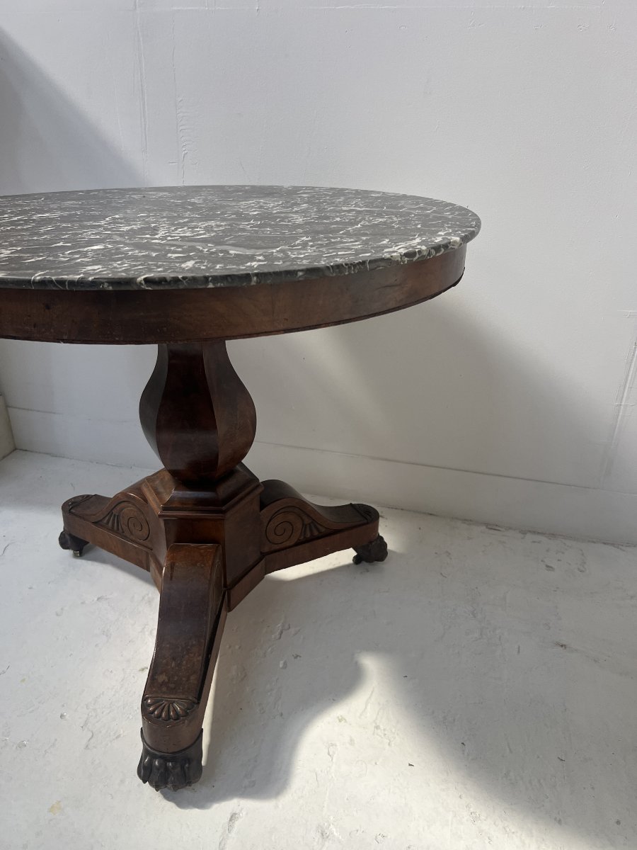 19th-century Empire-style Mahogany And Veneer Side Table-photo-2