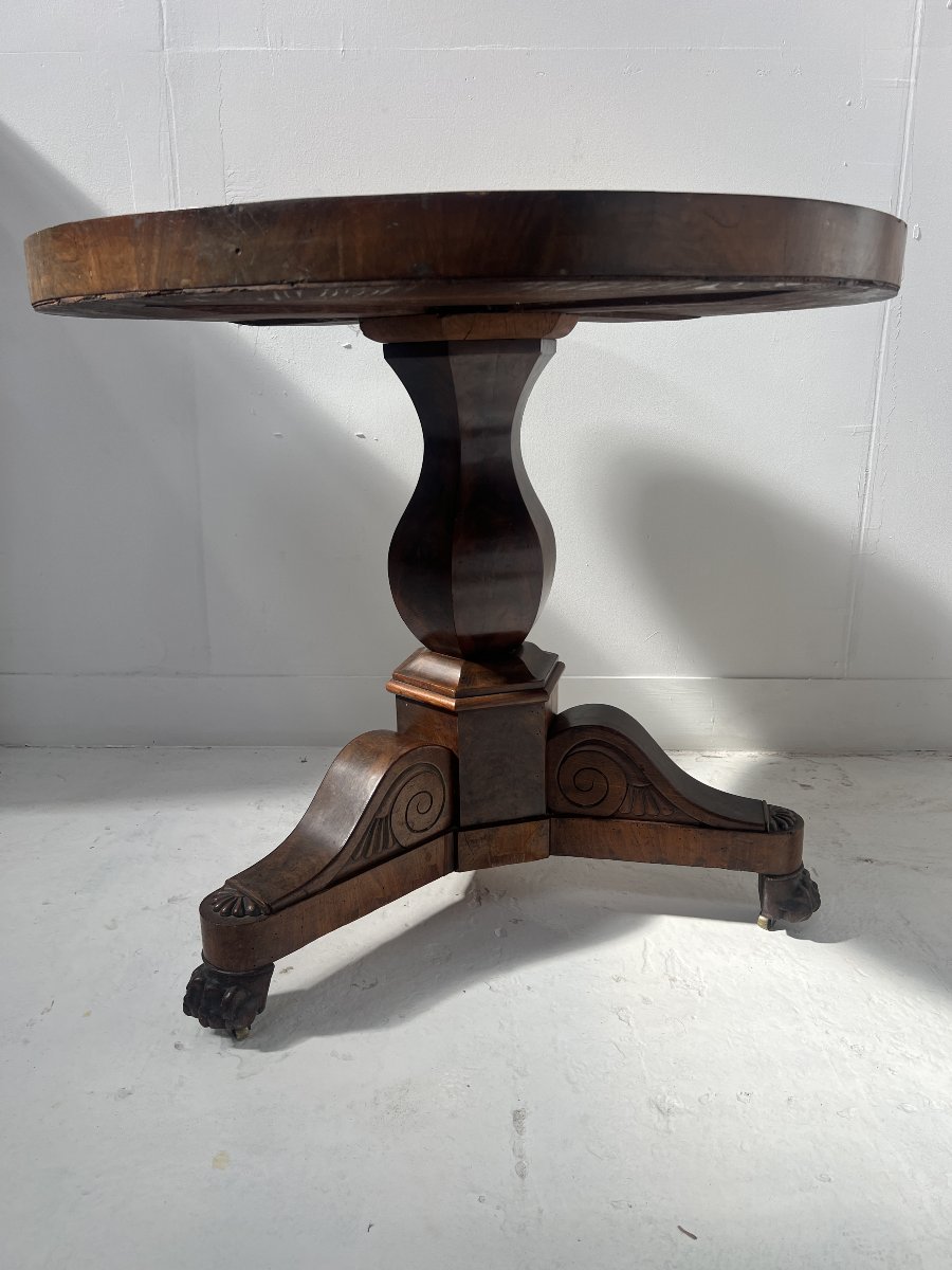 19th-century Empire-style Mahogany And Veneer Side Table-photo-3