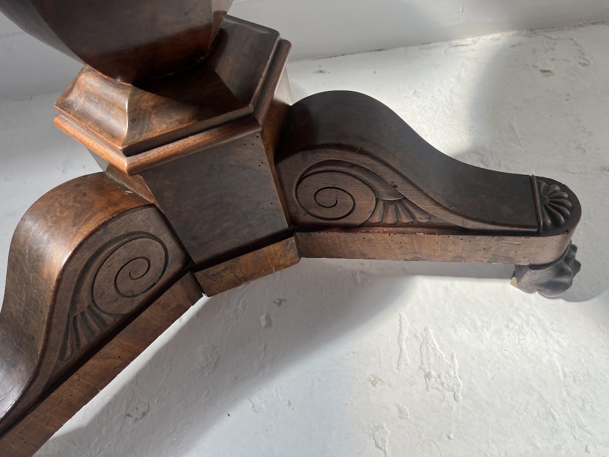19th-century Empire-style Mahogany And Veneer Side Table-photo-4