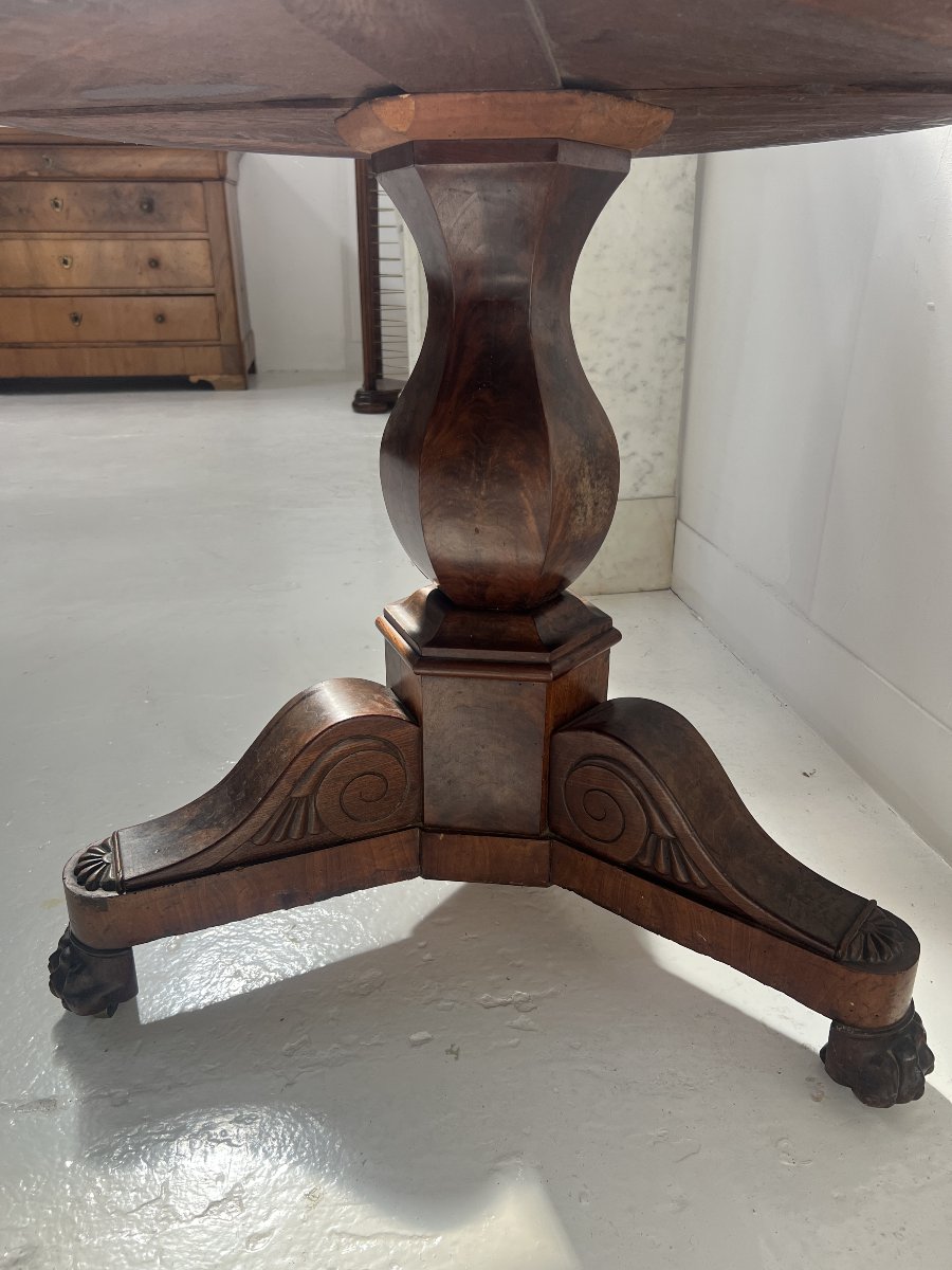 19th-century Empire-style Mahogany And Veneer Side Table-photo-6