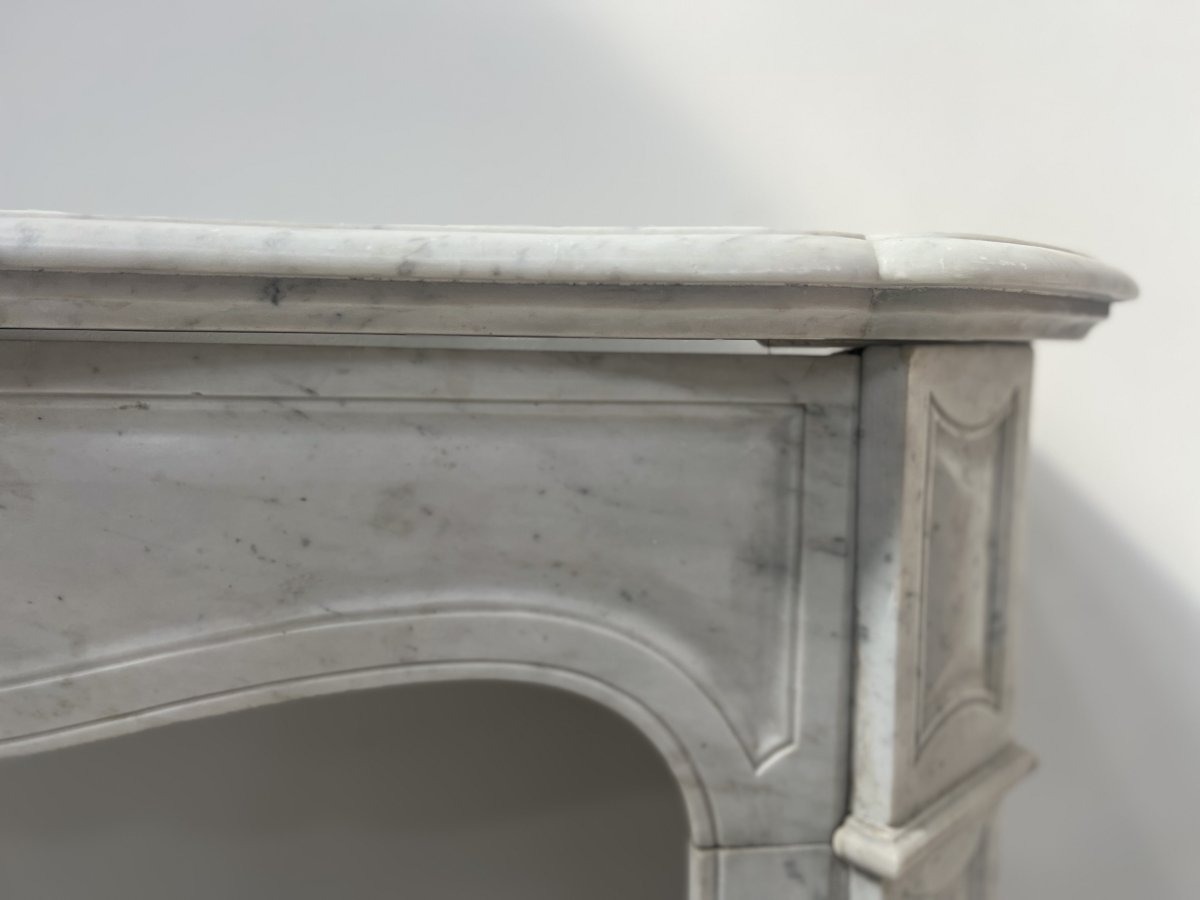 Cheminée de style Louis XV Model Pompadour Marbre blanc de Carrare XX siècle-photo-2