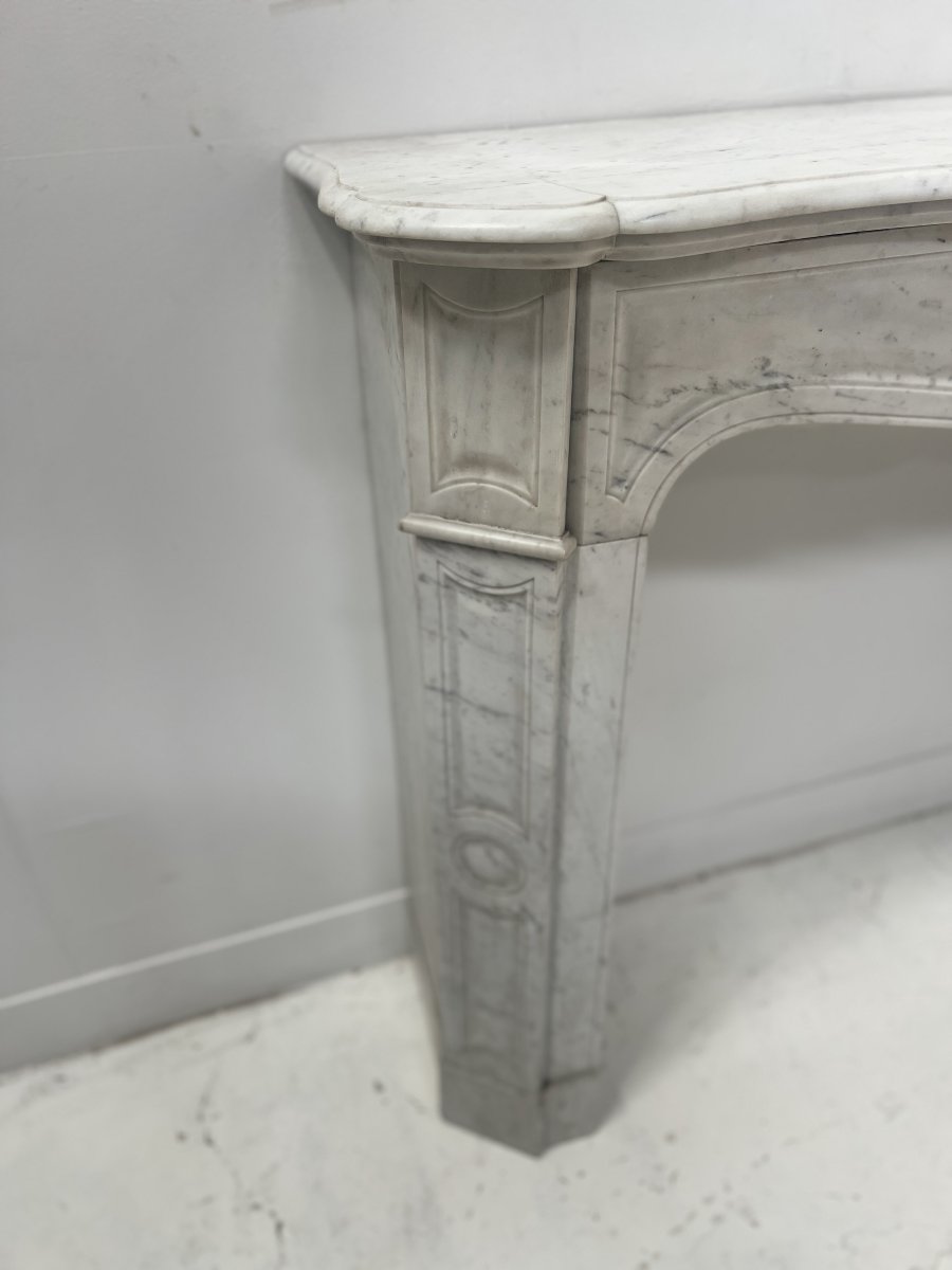 Cheminée de style Louis XV Model Pompadour Marbre blanc de Carrare XX siècle-photo-7