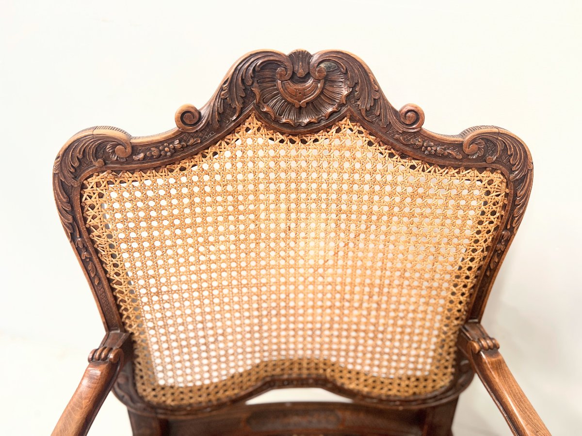 Paire de fauteuils de style Régence en bois naturel XIX siècle-photo-3