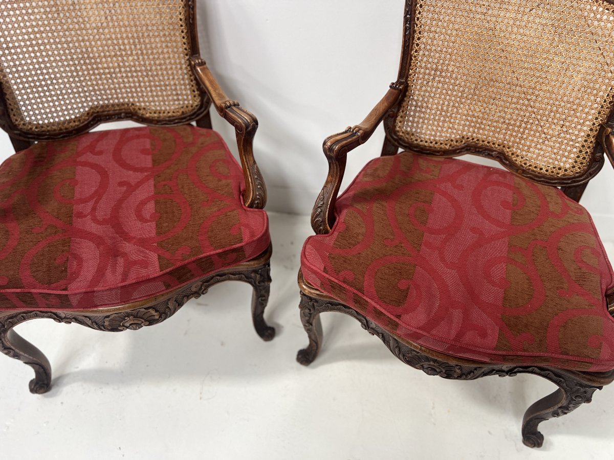Paire de fauteuils de style Régence en bois naturel XIX siècle-photo-7