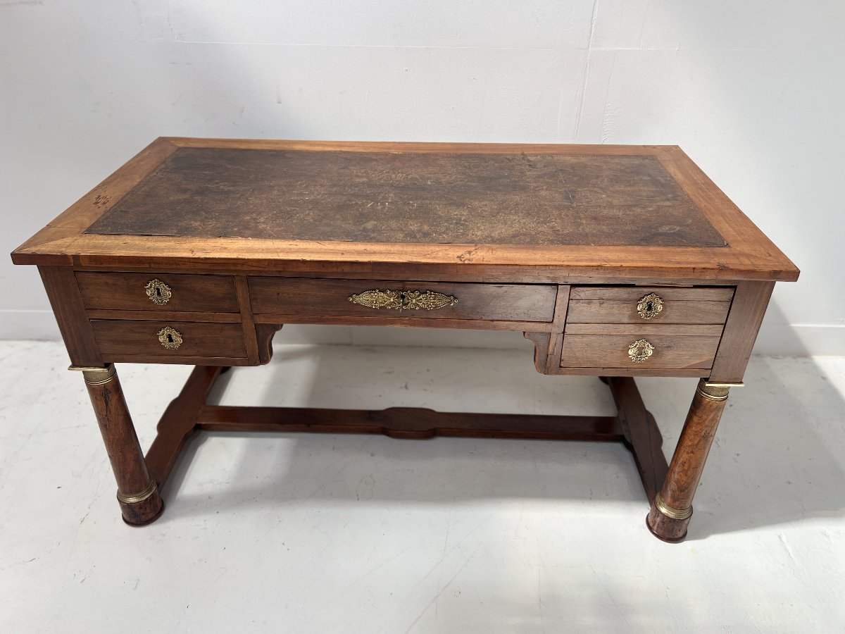 Bureau de style Empire en acajou et placage XIXieme siècle-photo-6