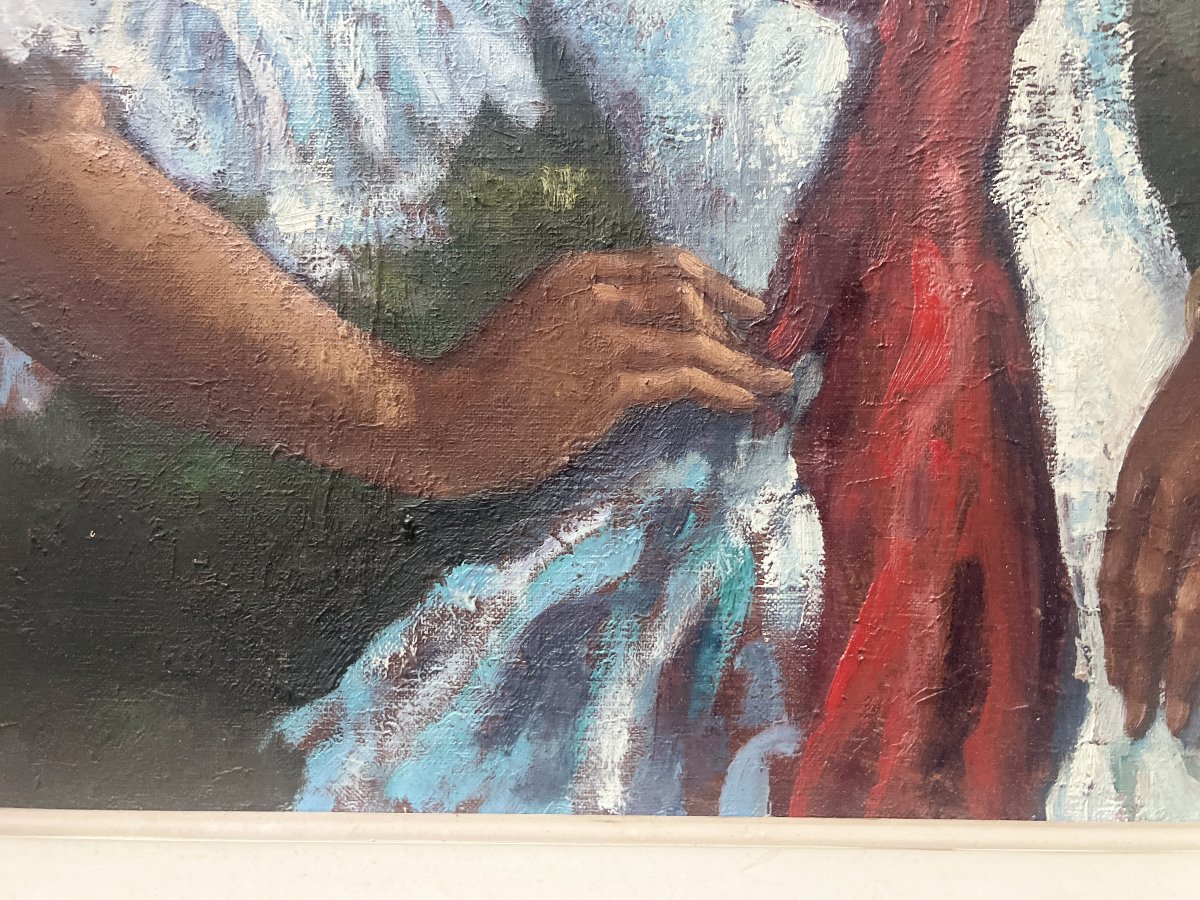 " La Gitane " huile sur toile encadrée. XX siècle-photo-5