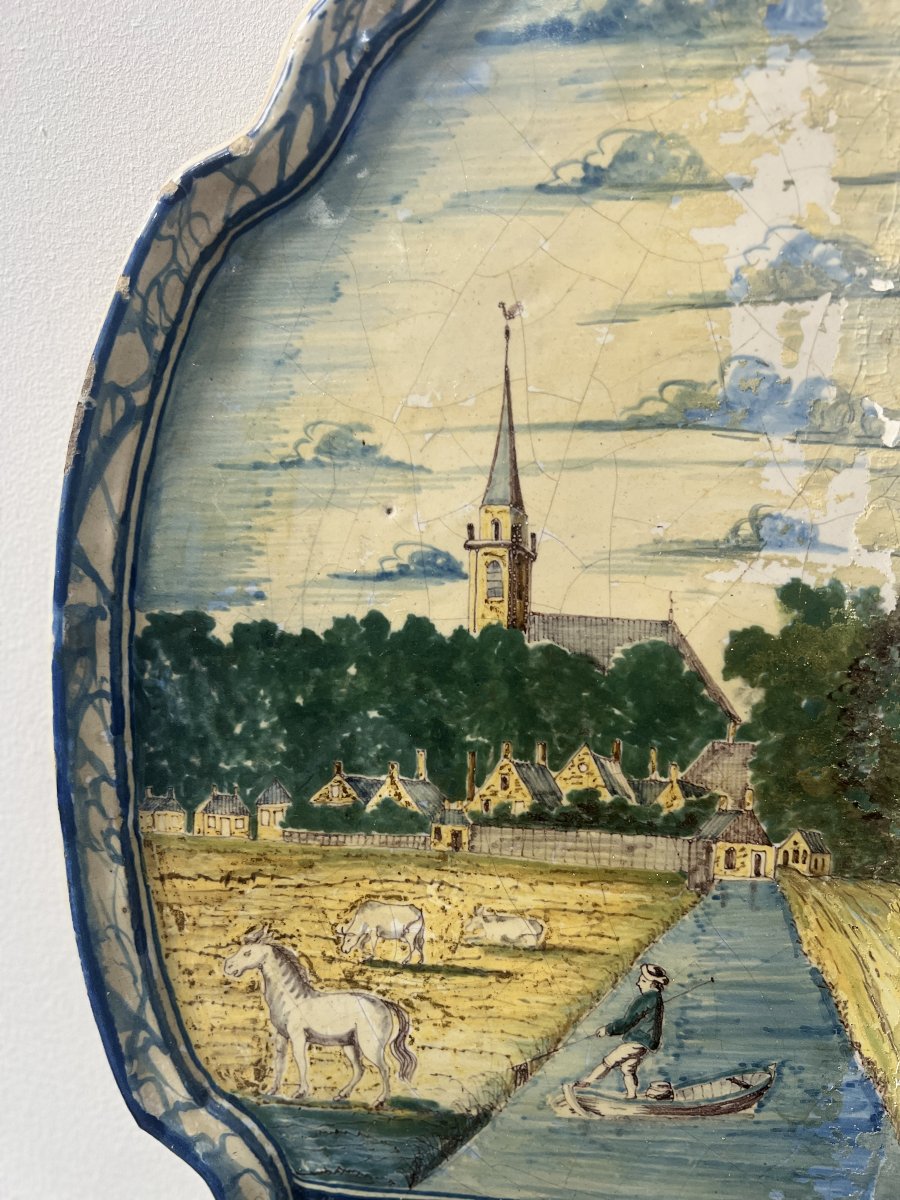 18th-century Delft Earthenware Plate In Shades Of Blue-photo-2