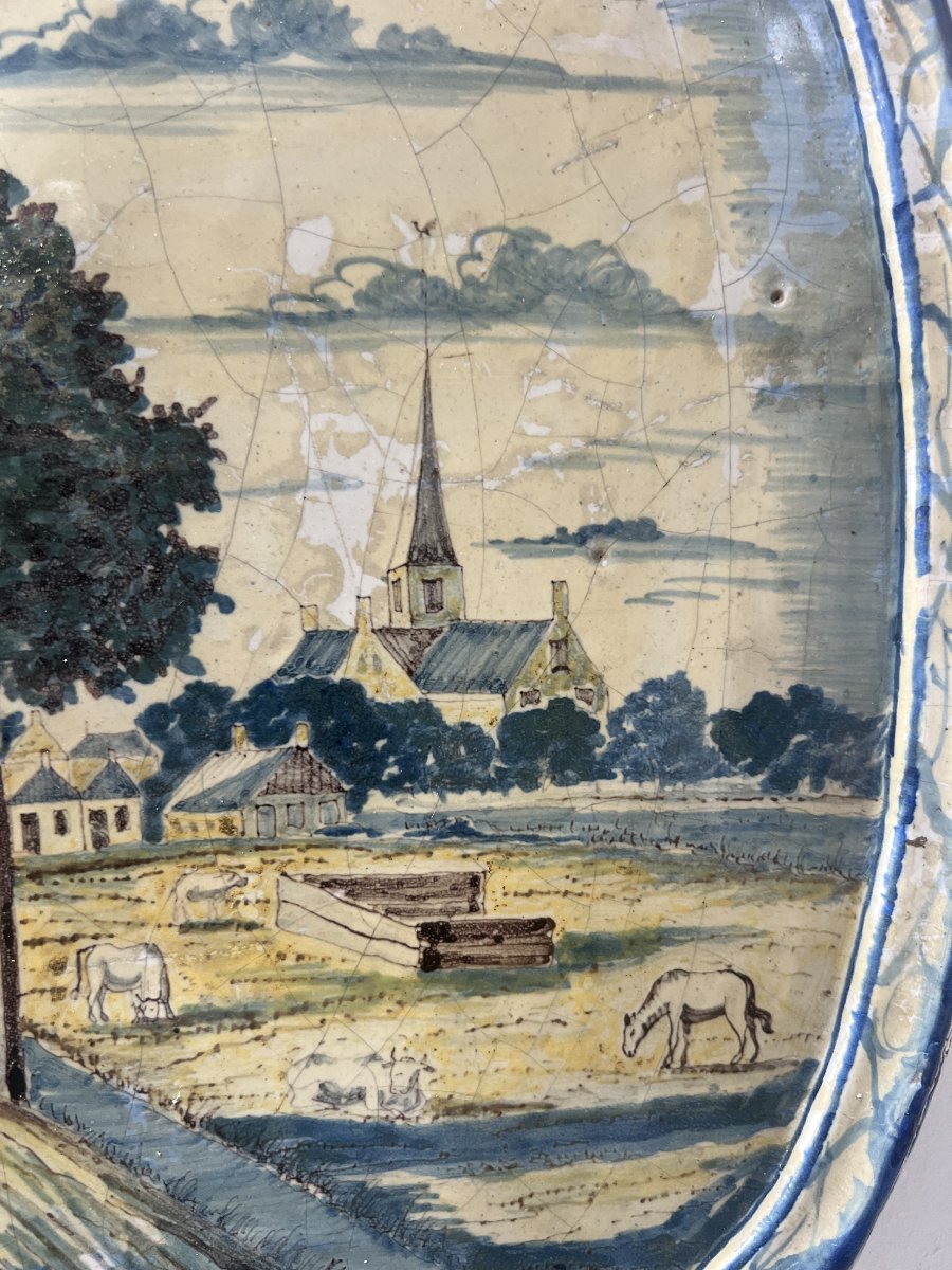 18th-century Delft Earthenware Plate In Shades Of Blue-photo-3