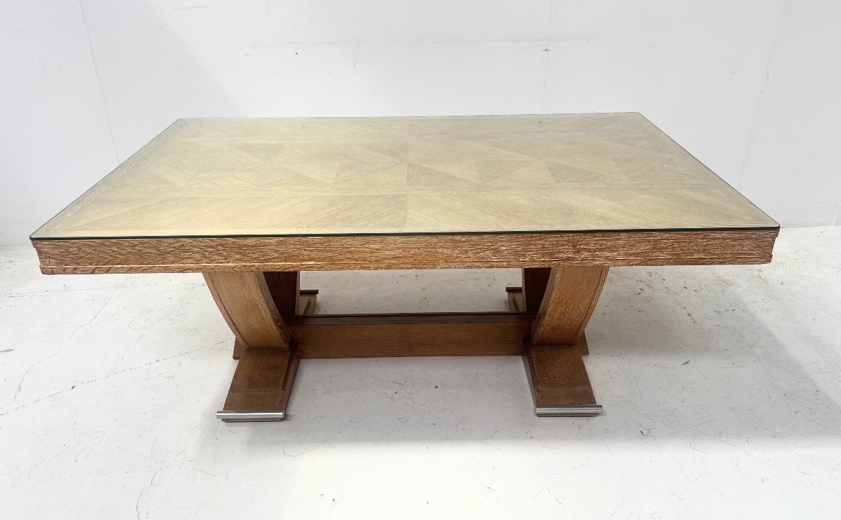 20th-century Art Deco Desk Made Of Ceruse-finished Oak-photo-2