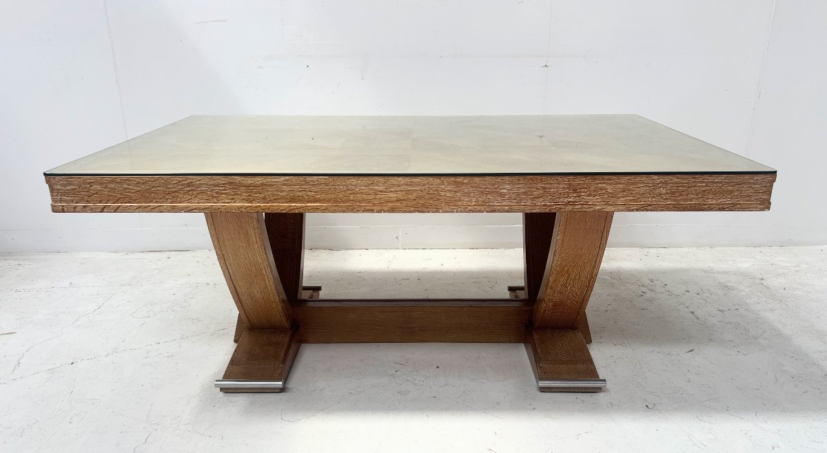 20th-century Art Deco Desk Made Of Ceruse-finished Oak