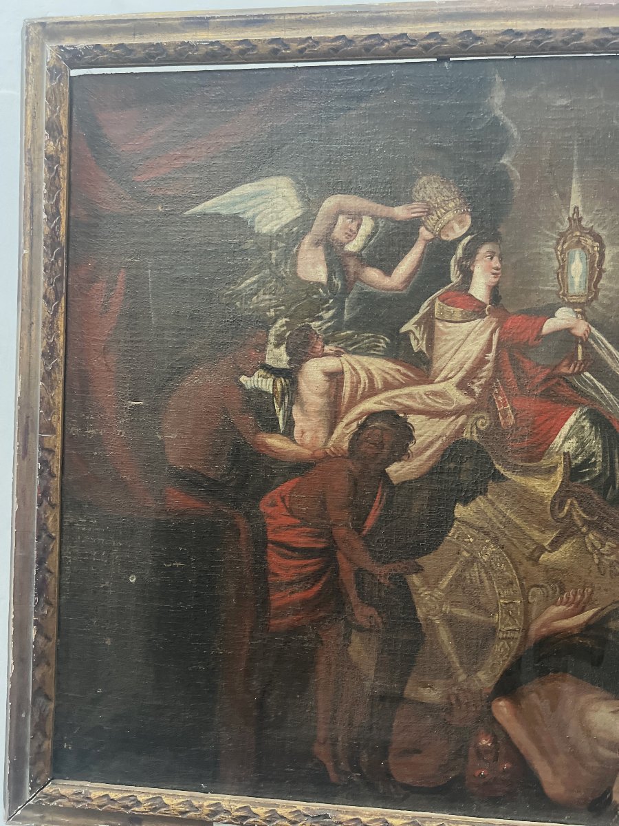 Oil On Canvas In An 18th-century Gilded Wooden Frame-photo-2