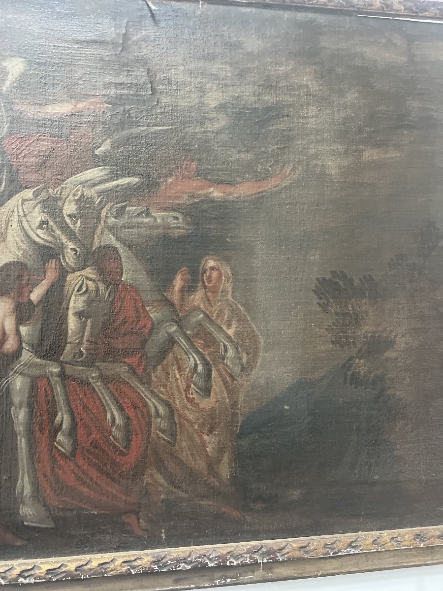 Oil On Canvas In An 18th-century Gilded Wooden Frame-photo-5