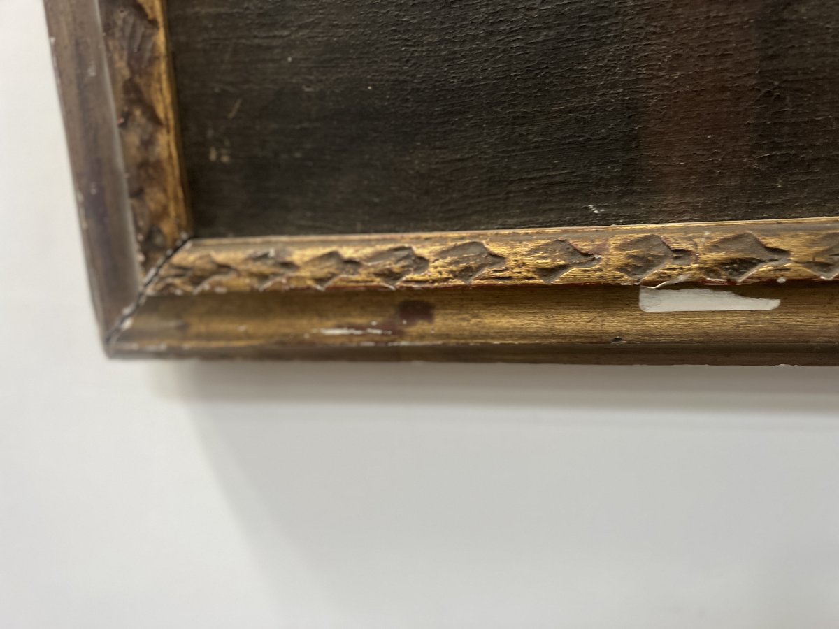 Oil On Canvas In An 18th-century Gilded Wooden Frame-photo-7