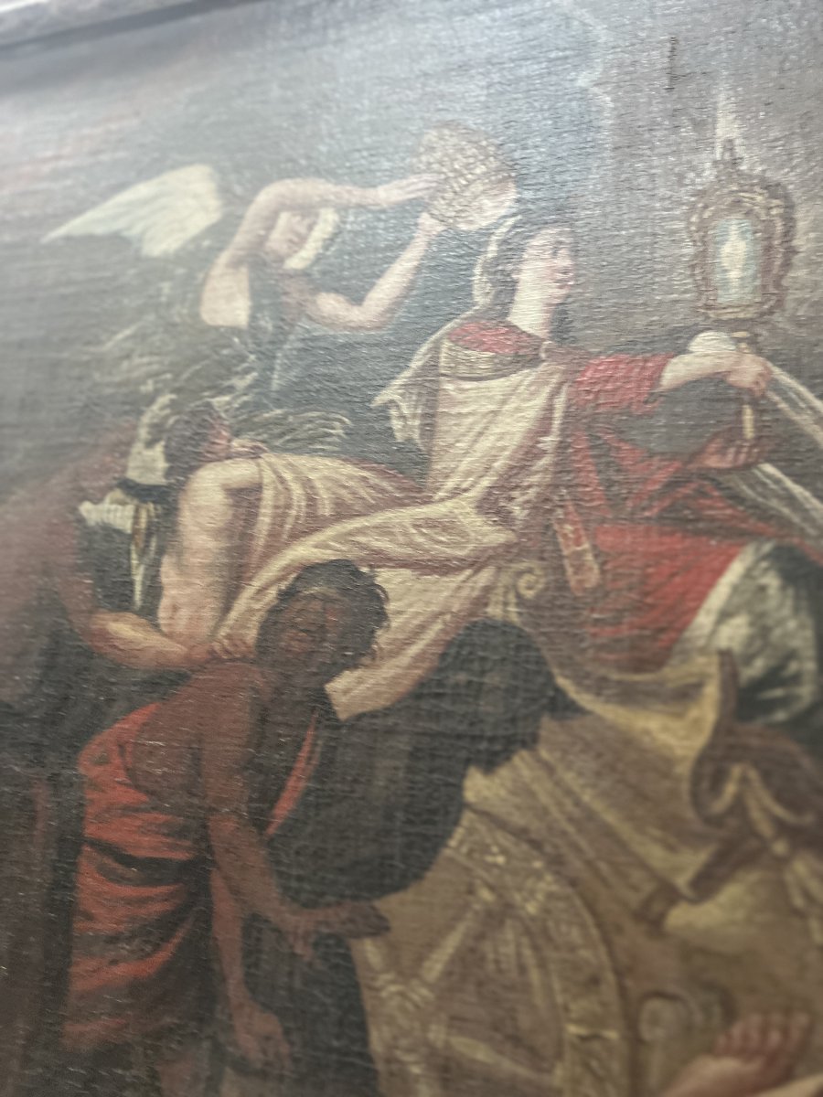 Oil On Canvas In An 18th-century Gilded Wooden Frame-photo-8