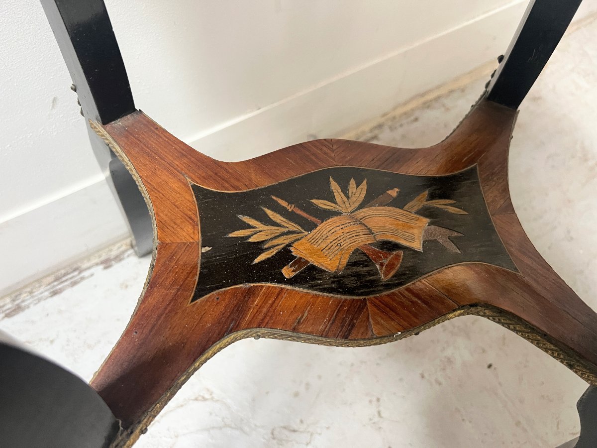 19th-century Napoleon III-style Planter Made Of Darkened Wood With Light Wood Marquetry-photo-4