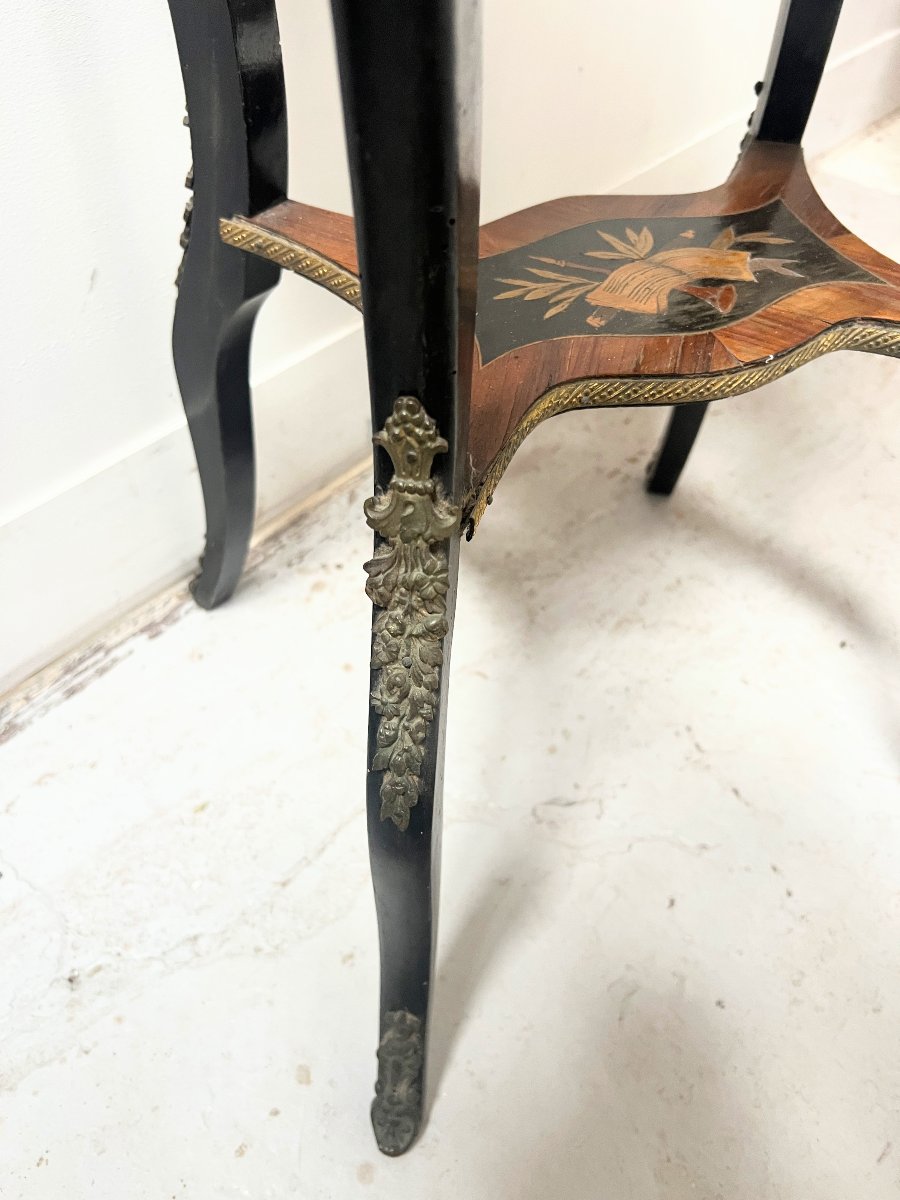 19th-century Napoleon III-style Planter Made Of Darkened Wood With Light Wood Marquetry-photo-1