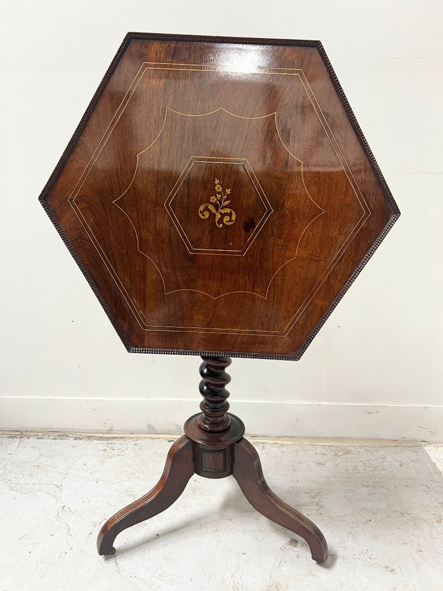 Guéridon basculant Napoléon III en bois d'acajou XIX siècle-photo-2