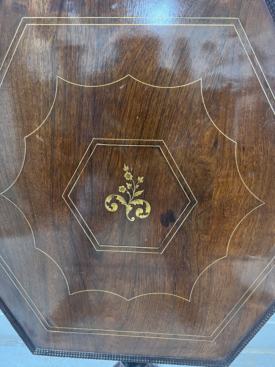 Guéridon basculant Napoléon III en bois d'acajou XIX siècle-photo-4
