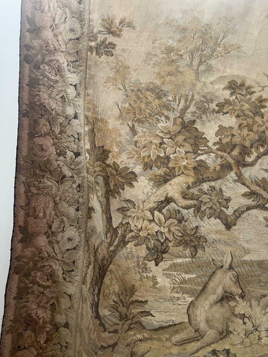Tapisserie de style renaissance a décor animalier XX siècle-photo-3