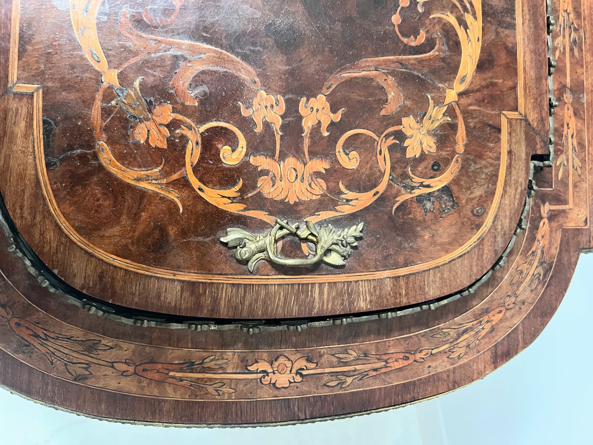 19th-century Napoleon III-style Wooden Veneer Planter-photo-4